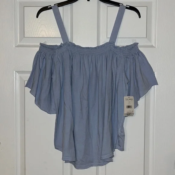 NWT Free People Darling Off-Shoulder Shirt sz Large - Picture 4 of 10